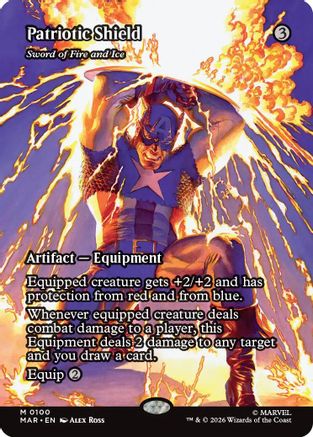 Patriotic Shield - Sword of Fire and Ice (Borderless) [MAR 100]  Foil