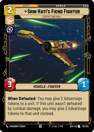 [SWU] Shin Hati's Fiend Fighter - Compact and Agile (191/264) - Ashes of the Empire