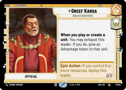 [SWU] Greef Karga - Gracious Magistrate (17/264) - Ashes of the Empire