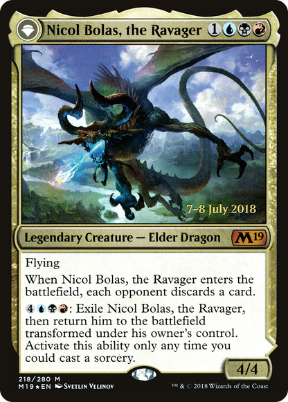 {R} Nicol Bolas, the Ravager // Nicol Bolas, the Arisen [Core Set 2019 Prerelease Promos][PR M19 218] - Misty Mountain Games