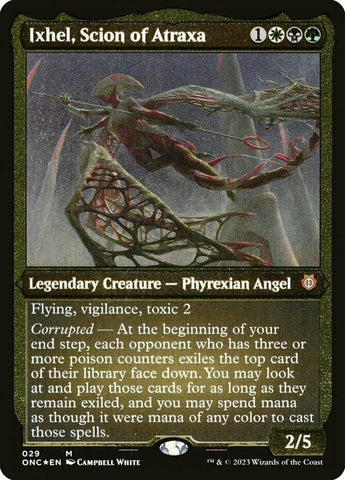{R} Ixhel, Scion of Atraxa (Foil Etched) (Display Commander) [Phyrexia: All Will Be One Commander][ONC 029]