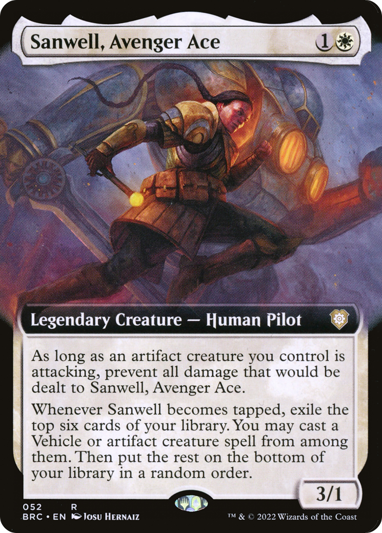 {R} Sanwell, Avenger Ace (Extended Art) [The Brothers' War Commander][BRC 052]