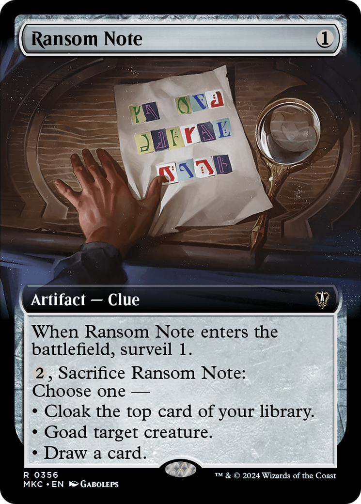{R} Ransom Note (0356) (Extended Art) [Murders at Karlov Manor Commander][MKC 356]