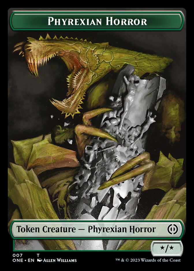 {T} Rebel // Phyrexian Horror (007) Double-Sided Token [Phyrexia: All Will Be One Tokens][TONE 5//7]