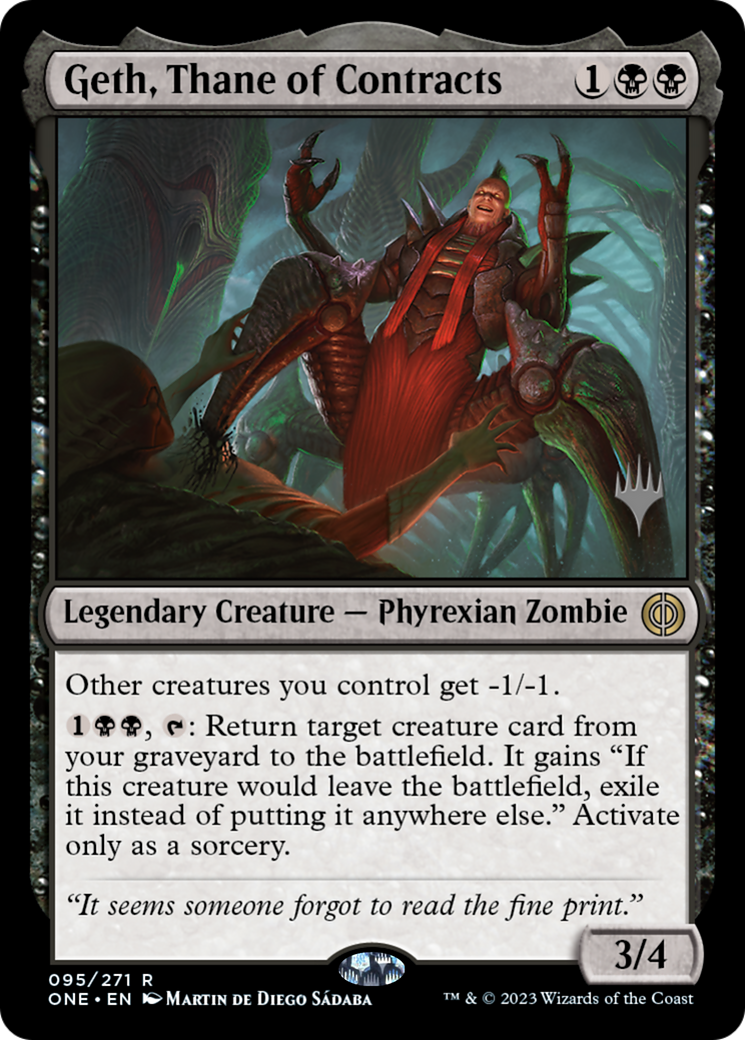 {R} Geth, Thane of Contracts (Promo Pack) [Phyrexia: All Will Be One Promos][PP ONE 095]