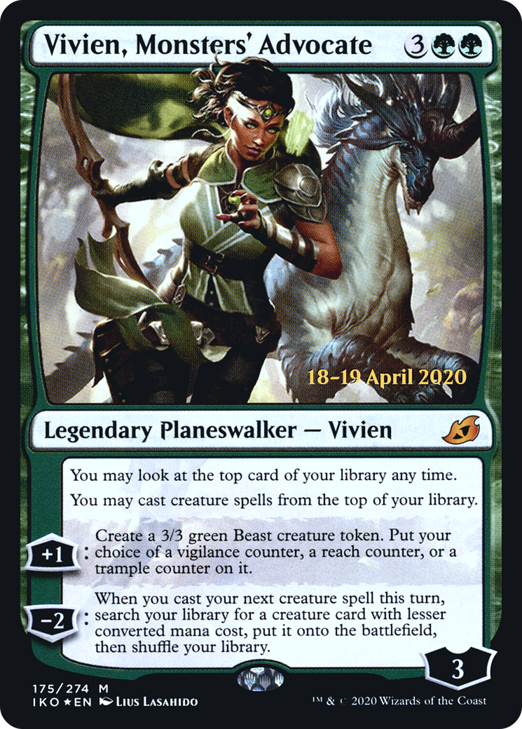 {R} Vivien, Monsters' Advocate [Ikoria: Lair of Behemoths Prerelease Promos][PR IKO 175]