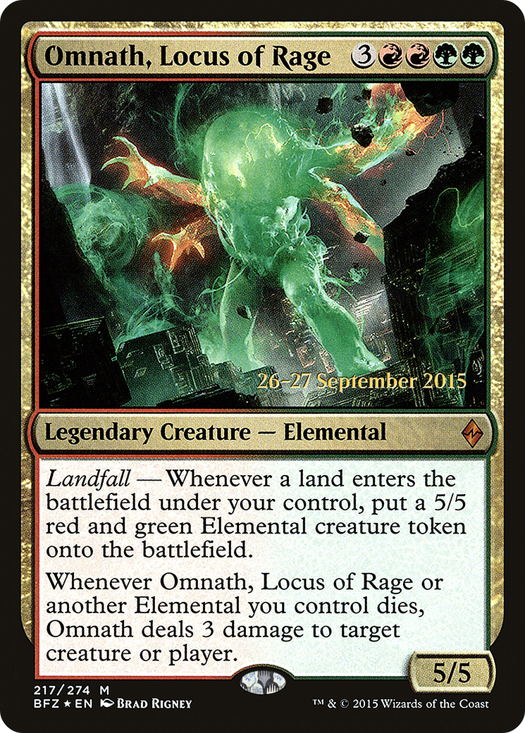 {R} Omnath, Locus of Rage [Battle for Zendikar Prerelease Promos][PR BFZ 217] - Misty Mountain Games