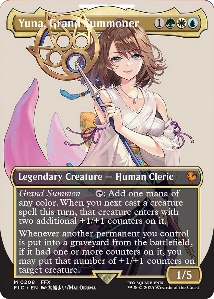 {R} Yuna, Grand Summoner (Borderless) [FINAL FANTASY Commander][FIC 208]