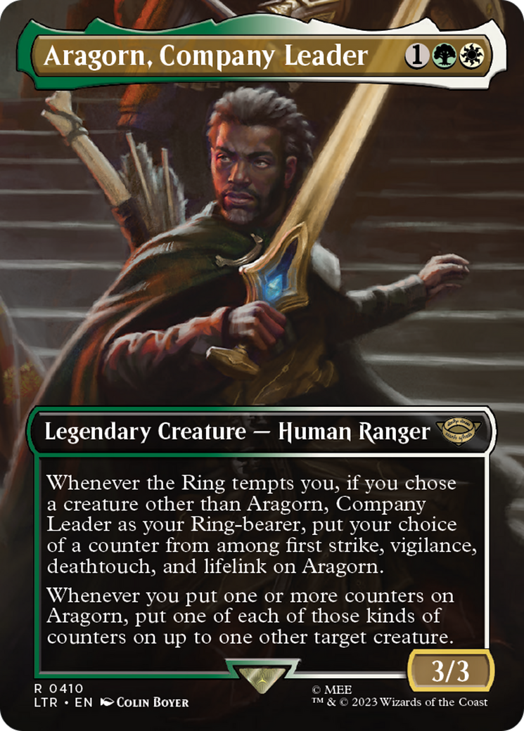 {R} Aragorn, Company Leader (Borderless Alternate Art) [The Lord of the Rings: Tales of Middle-Earth][LTR 410]