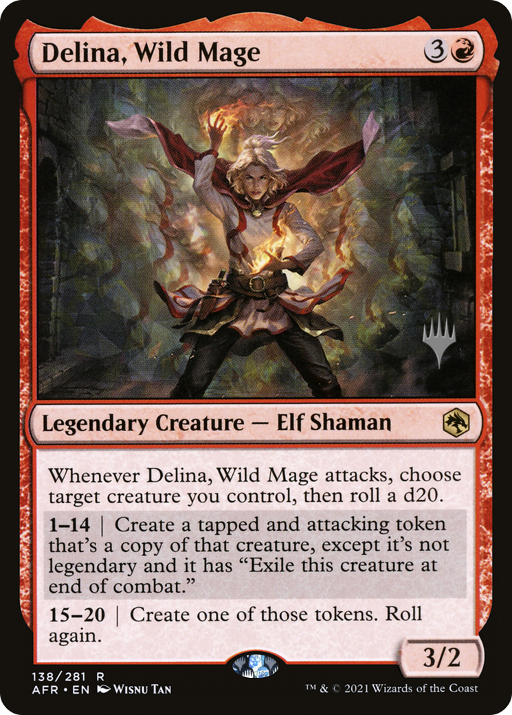 {R} Delina, Wild Mage (Promo Pack) [Dungeons & Dragons: Adventures in the Forgotten Realms Promos][PP AFR 138]