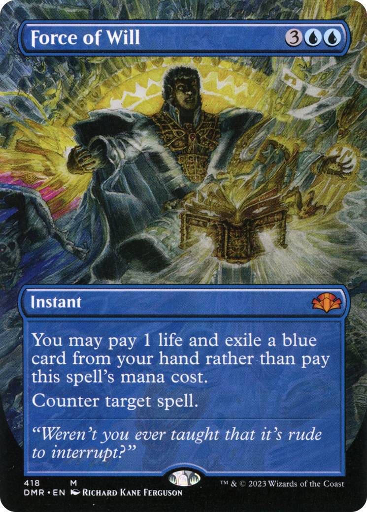{R} Force of Will (Borderless Alternate Art) [Dominaria Remastered][DMR 418]