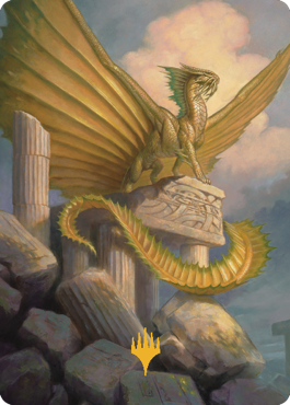 {A} Ancient Gold Dragon Art Card (05) (Gold-Stamped Signature) [Commander Legends: Battle for Baldur's Gate Art Series][GS ACLB 005]