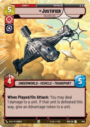 [SWU] Justifier - Relentless (Hyperspace Foil) (648) - Ashes of the Empire Foil