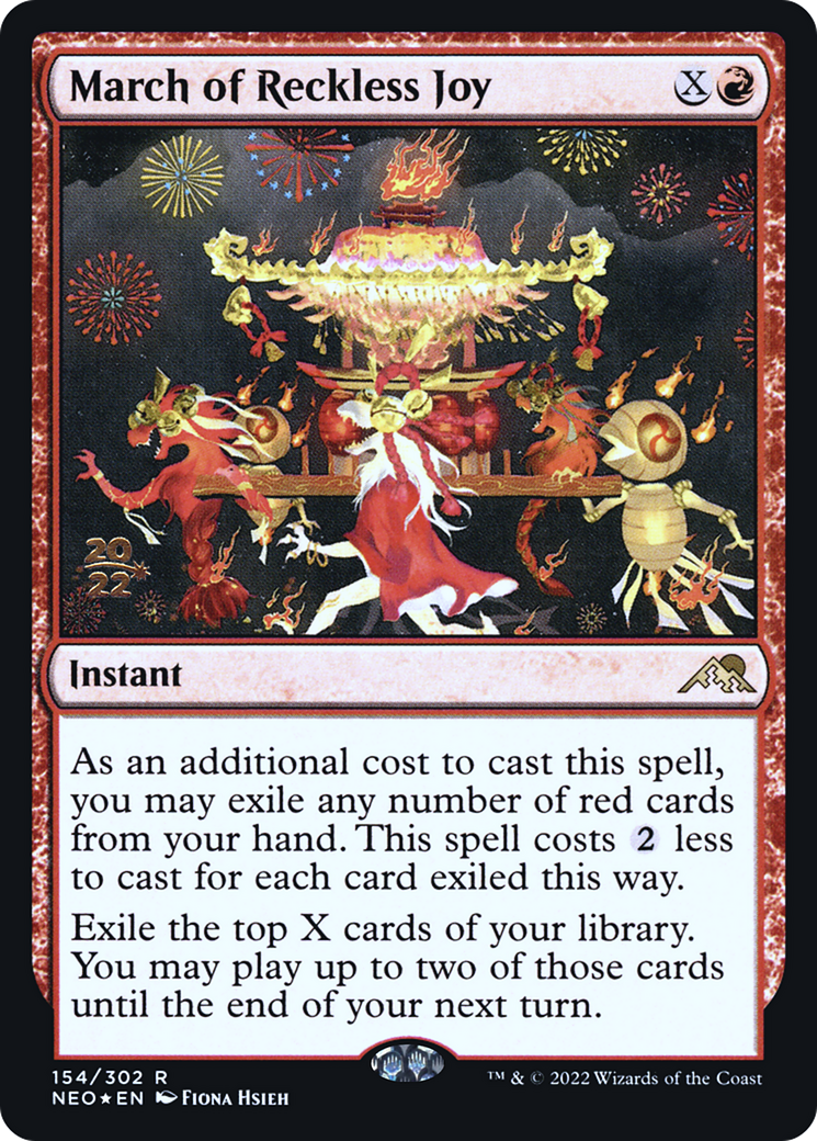 {R} March of Reckless Joy [Kamigawa: Neon Dynasty Prerelease Promos][PR NEO 154]