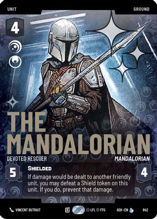 [SWU] The Mandalorian - Devoted Rescuer (Prestige Foil) (842) - Ashes of the Empire Foil