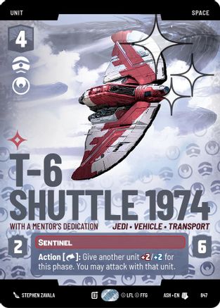 [SWU] T-6 Shuttle 1974 - With a Mentor's Dedication (Prestige Foil) (847) - Ashes of the Empire Foil