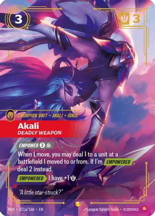 [RFB] Akali, Deadly Weapon (Alternate Art) (Foil) (021a/166) - Vendetta