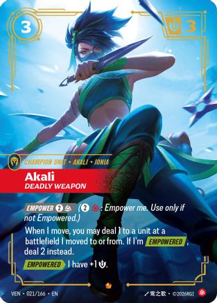 [RFB] Akali, Deadly Weapon (Foil) (021/166) - Vendetta