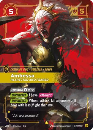 [RFB] Ambessa, Respected and Feared (Alternate Art) (Foil) (136a/166) - Vendetta