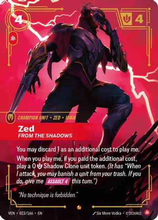 [RFB] Zed, From the Shadows (Foil) (023/166) - Vendetta