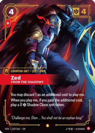 [RFB] Zed, From the Shadows (Overnumbered) (Foil) (169/166) - Vendetta