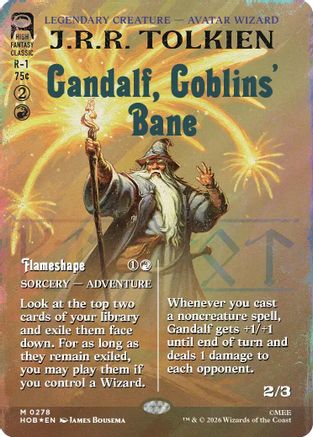 {@@HOB R} Gandalf, Goblins' Bane (Borderless) (Surge Foil) (Foil) [The Hobbit] [HOB 278]