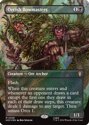 {@@HOB R} Orcish Bowmasters (Borderless) (Surge Foil) (Foil) [The Hobbit EternalLegal] [HOC 059]