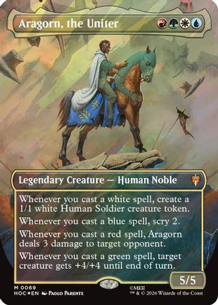 {@@HOB R} Aragorn, the Uniter (Borderless) (Surge Foil) (Foil) [The Hobbit EternalLegal] [HOC 069]