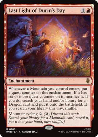 {@@MSC R} Last Light of Durin's Day [The Hobbit] [HOB 103]