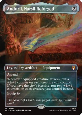 {@@HOB R} Anduril, Narsil Reforged (Borderless) (Surge Foil) (Foil) [The Hobbit EternalLegal] [HOC 080]