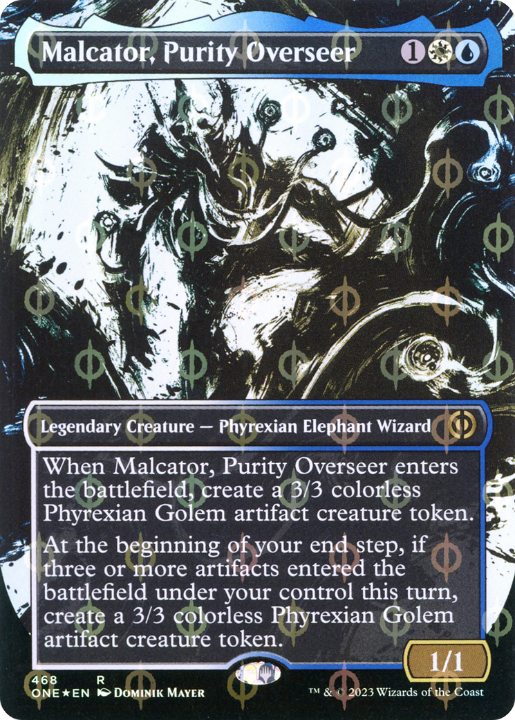 {R} Malcator, Purity Overseer (Borderless Ichor Step-and-Compleat Foil) [Phyrexia: All Will Be One][ONE 468]