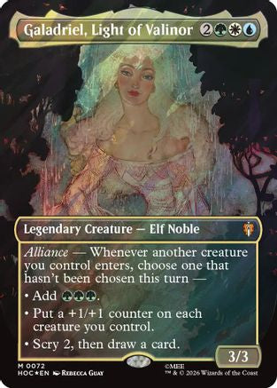 {@@HOB R} Galadriel, Light of Valinor (Borderless) (Surge Foil) (Foil) [The Hobbit EternalLegal] [HOC 072]