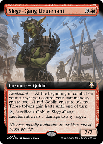 {R} Siege-Gang Lieutenant (Extended Art) (Ripple Foil) [Modern Horizons 3 Commander][RPF M3C 061]