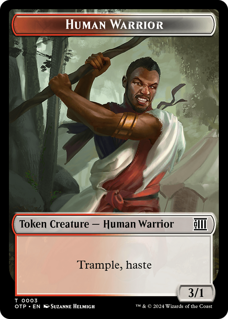 {T} Human Warrior Token [Outlaws of Thunder Junction: Breaking News Tokens][TOTP 003]