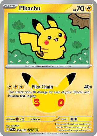 [PKM] Pikachu (034/128) Holofoil [ME 30th Celebration]