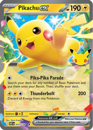 [PKM] Pikachu ex (053/128) Holofoil [ME 30th Celebration]