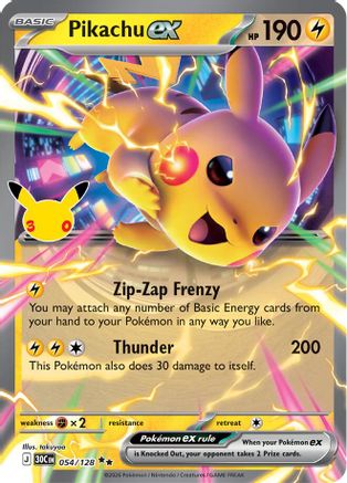 [PKM] Pikachu ex (054/128) Holofoil [ME 30th Celebration]