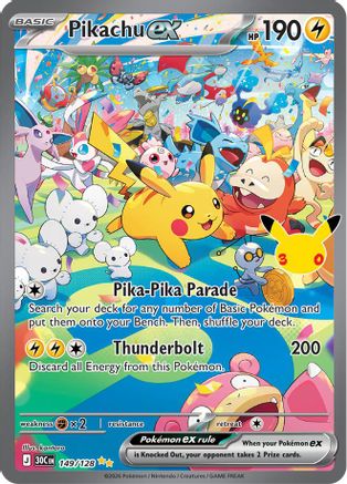 [PKM] Pikachu ex (149/128) Holofoil [ME 30th Celebration]
