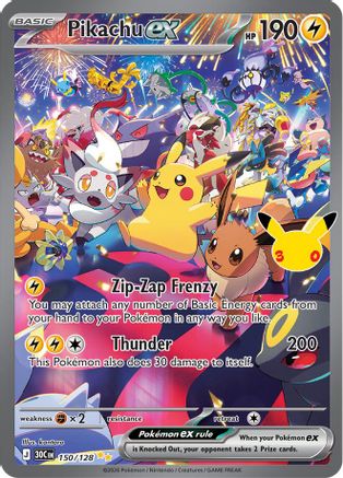 [PKM] Pikachu ex (150/128) Holofoil [ME 30th Celebration]