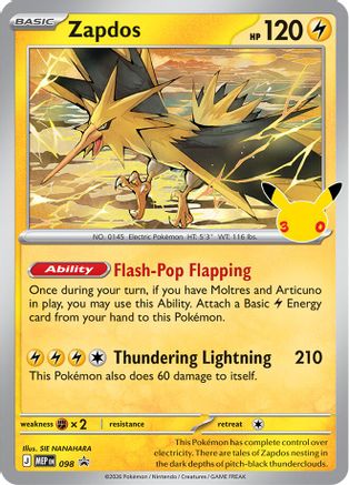 [PKM] Zapdos (30th Celebration) (098) Holofoil [ME Mega Evolution Promo]