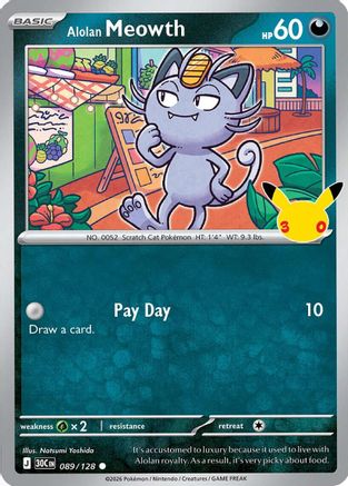 [PKM] Alolan Meowth (089/128) Holofoil [ME 30th Celebration]