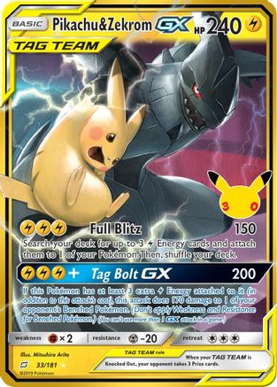 [PKM] Pikachu & Zekrom GX (033/181) Holofoil [ME 30th Celebration Classic Collection]