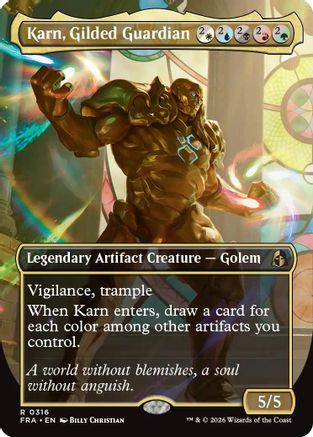 {R} Karn, Gilded Guardian (Borderless) (Foil) [Reality Fracture] [FRA 316]