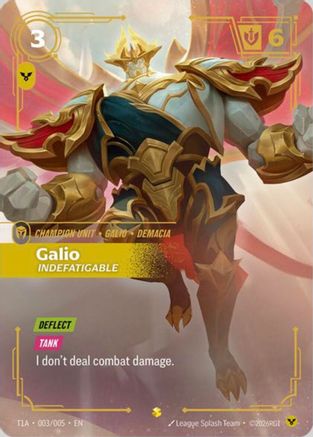[RFB] Galio, Indefatigable (T1 Worlds Champion Player Bundle) (Foil) (Promo) (T1A 003/005) - Riftbound Promotional Cards