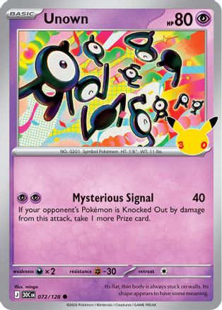 [PKM] Unown (072) Holofoil [ME 30th Celebration]