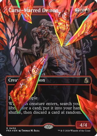 {R} Curse-Marred Demon (Borderless) (Facet Foil) (Foil) [Reality Fracture] [FRA 456]