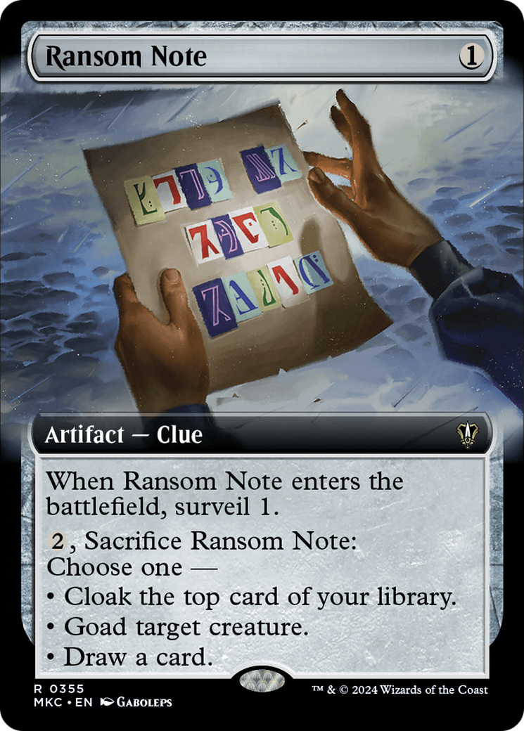 {R} Ransom Note (0355) (Extended Art) [Murders at Karlov Manor Commander][MKC 355]
