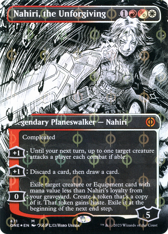 {R} Nahiri, the Unforgiving (Borderless Manga Step-and-Compleat Foil) [Phyrexia: All Will Be One][ONE 471]