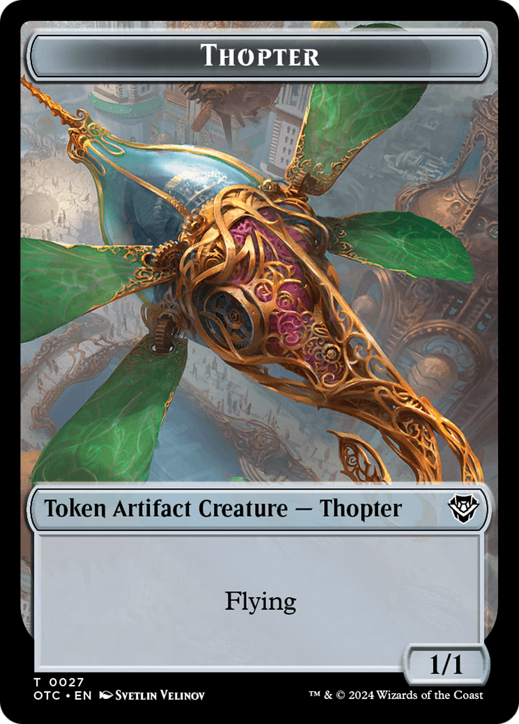 {T} Thopter // Manifest Double-Sided Token [Outlaws of Thunder Junction Commander Tokens][TOTC 27//28]