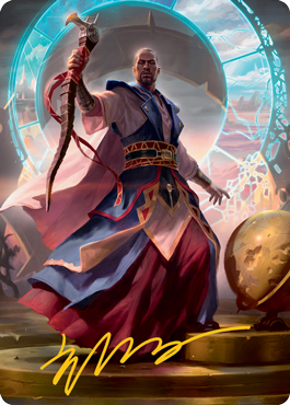 {A} Teferi, Who Slows the Sunset Art Card (Gold-Stamped Signature) [Innistrad: Midnight Hunt Art Series][GS AMID 010]
